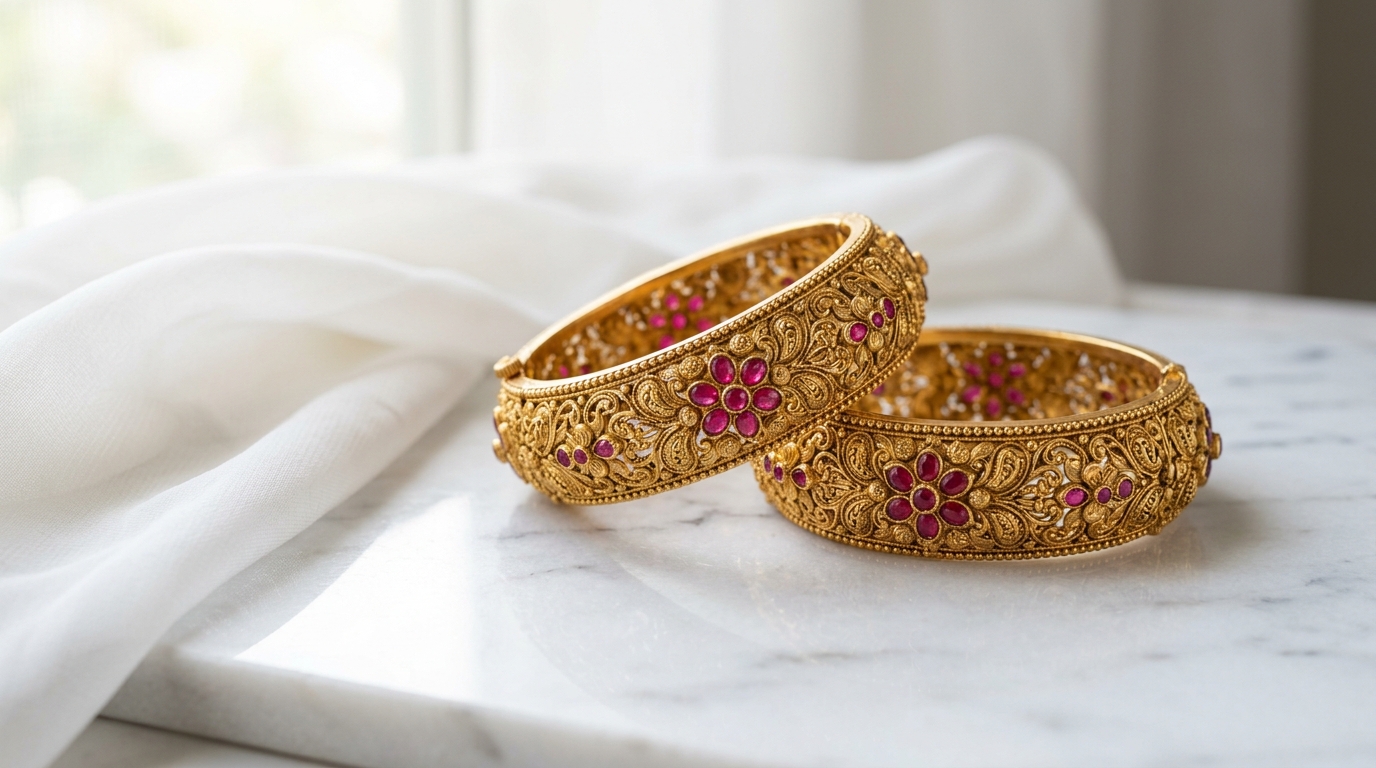 Royal Antique Filigree Gold Bangles